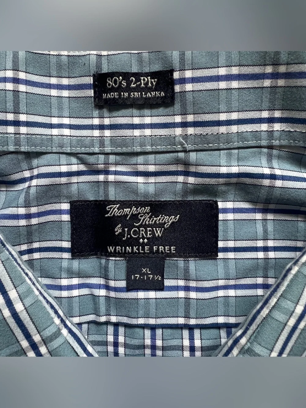 J. Crew Thompson‎ Shirtings Wrinkle Free Plaid Button Down Shirt Western Sz XL